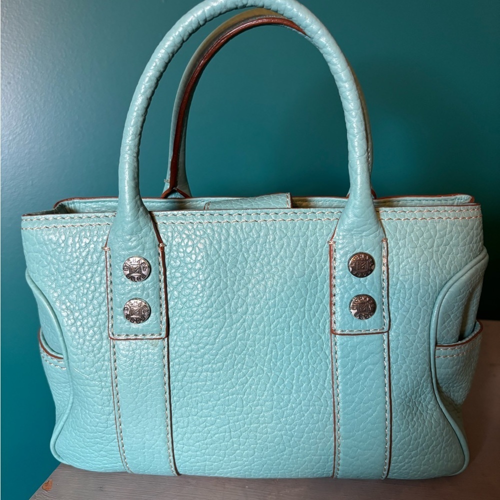 Michael Kors Blue Leather Satchel with Structured Design - Picture 2 of 8
